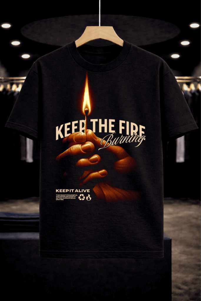 Camiseta premium con diseño de unos dedos sosteniendo una cerilla encendida.
